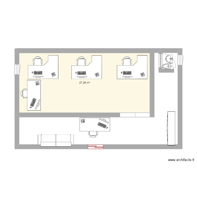 agencement de Harmony Domicile. Plan de 1 pièce et 27 m2