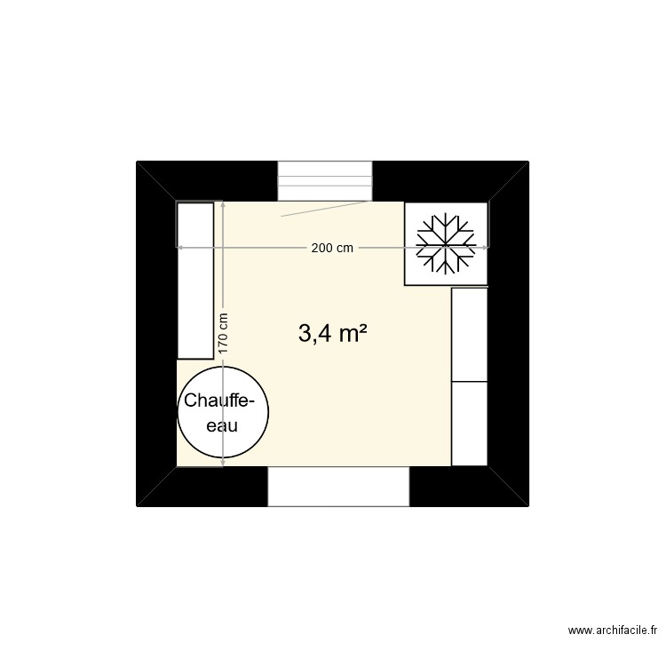 cellier. Plan de 1 pièce et 3 m2