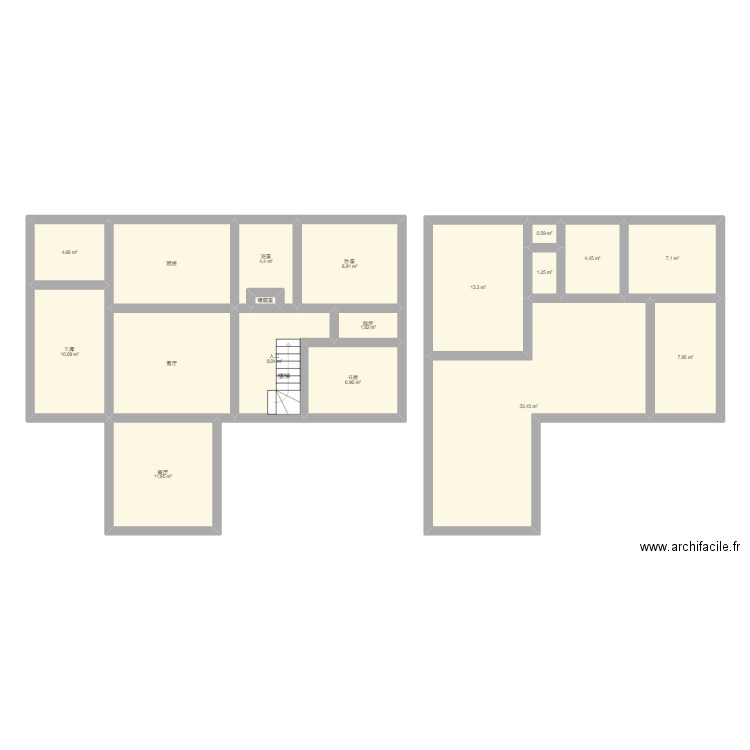 ma maison. Plan de 18 pièces et 150 m2