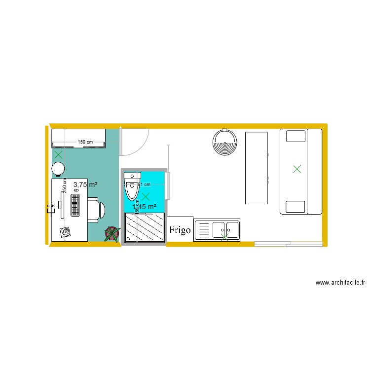 tiny house IT . Plan de 2 pièces et 5 m2