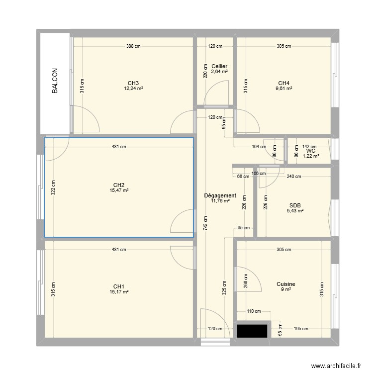 Coloc Camille et David . Plan de 10 pièces et 83 m2