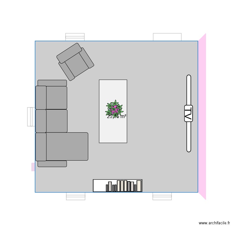 ,c,c,c;,. Plan de 1 pièce et 25 m2