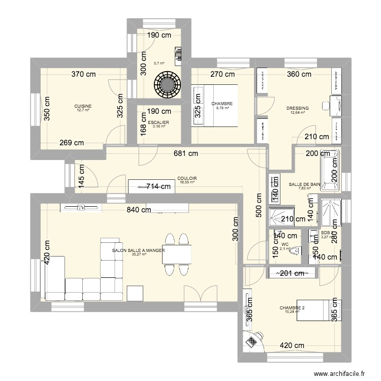 MAISON ERSTEIN. Plan de 11 pièces et 125 m2