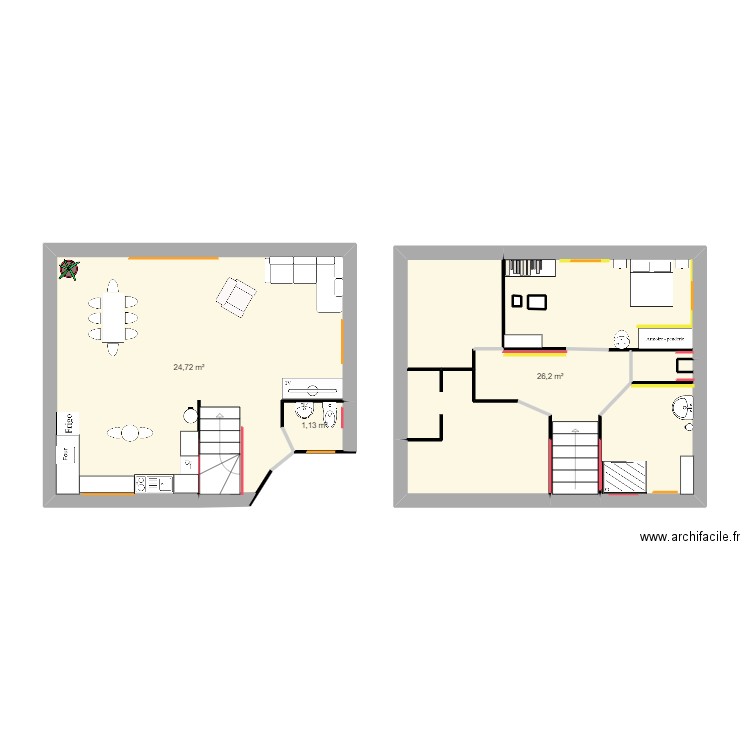 plan ecole. Plan de 5 pièces et 52 m2