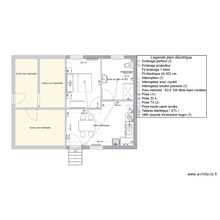 Plan électrique DUGUENET. Plan de 6 pièces et 55 m2