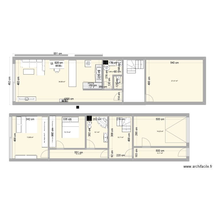 Maison Réalmont. Plan de 11 pièces et 124 m2