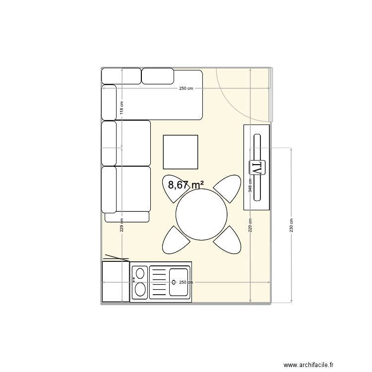 leo romainville. Plan de 1 pièce et 9 m2