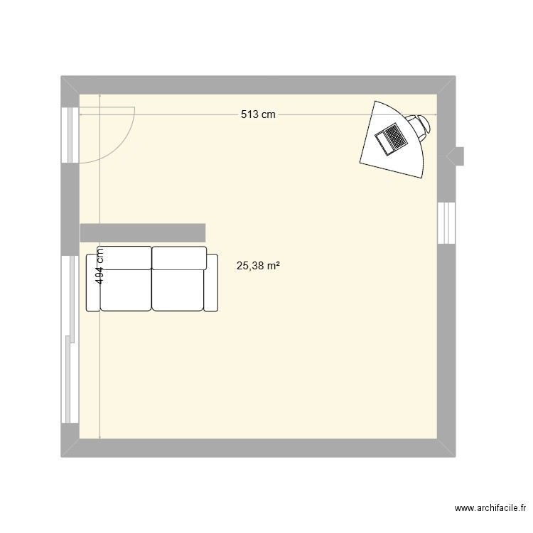 SIJ 1. Plan de 1 pièce et 25 m2