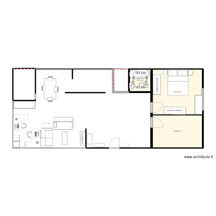 La Chaussiaz J 1. Plan de 3 pièces et 26 m2