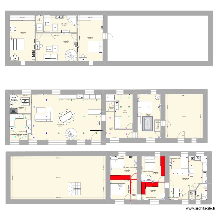 RDC +ETAGE . Plan de 23 pièces et 378 m2