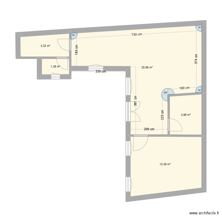 chartreuse. Plan de 5 pièces et 47 m2