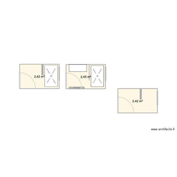 SDB du bas. Plan de 3 pièces et 7 m2