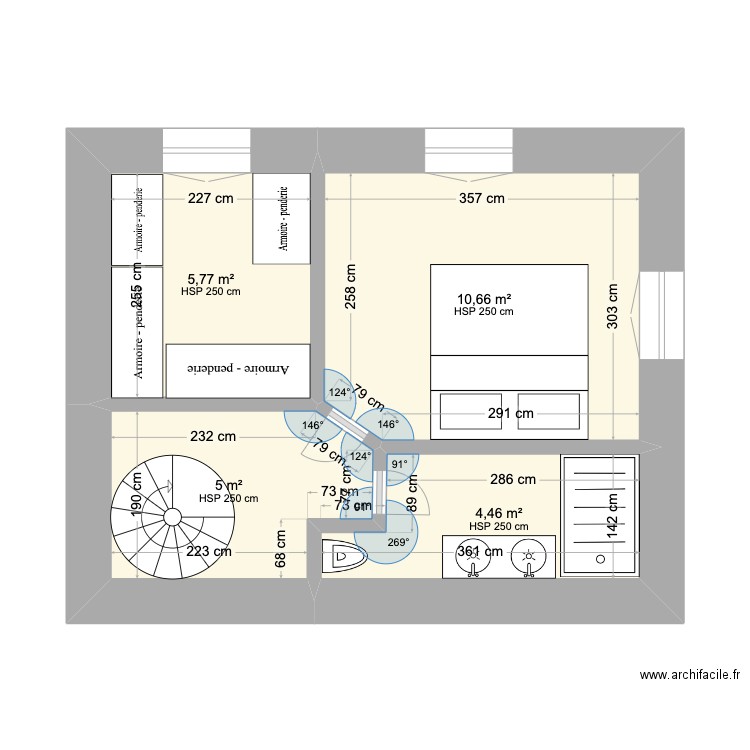 Felicetu. Plan de 10 pièces et 78 m2