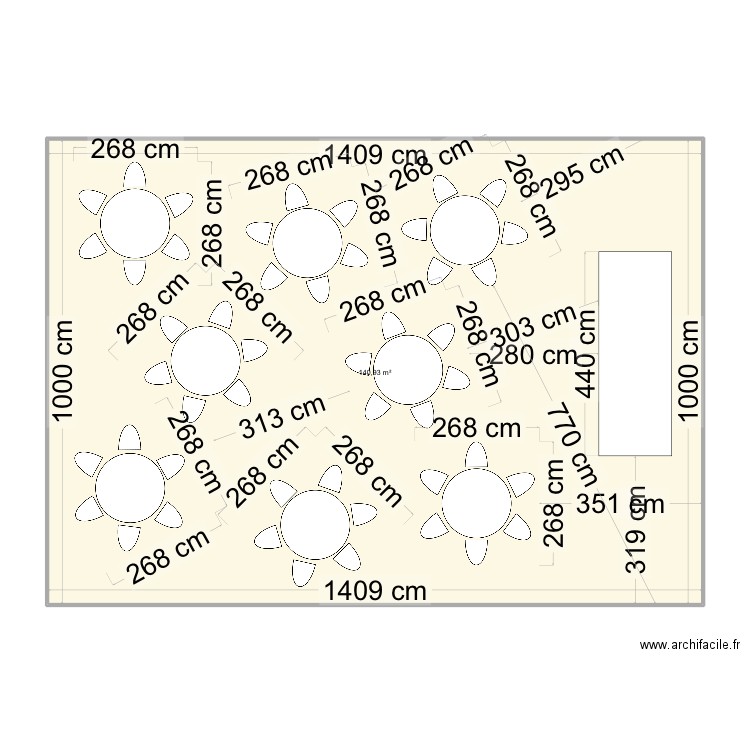 pumata. Plan de 1 pièce et 141 m2