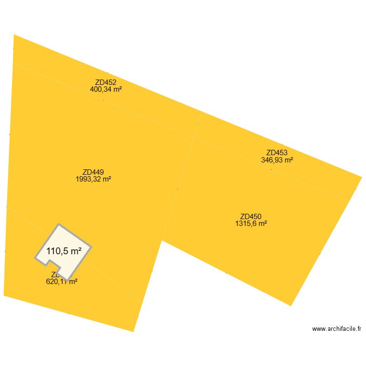 cadastre. Plan de 1 pièce et 111 m2