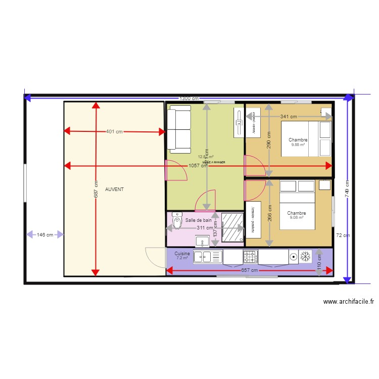 ALAIN. Plan de 6 pièces et 70 m2