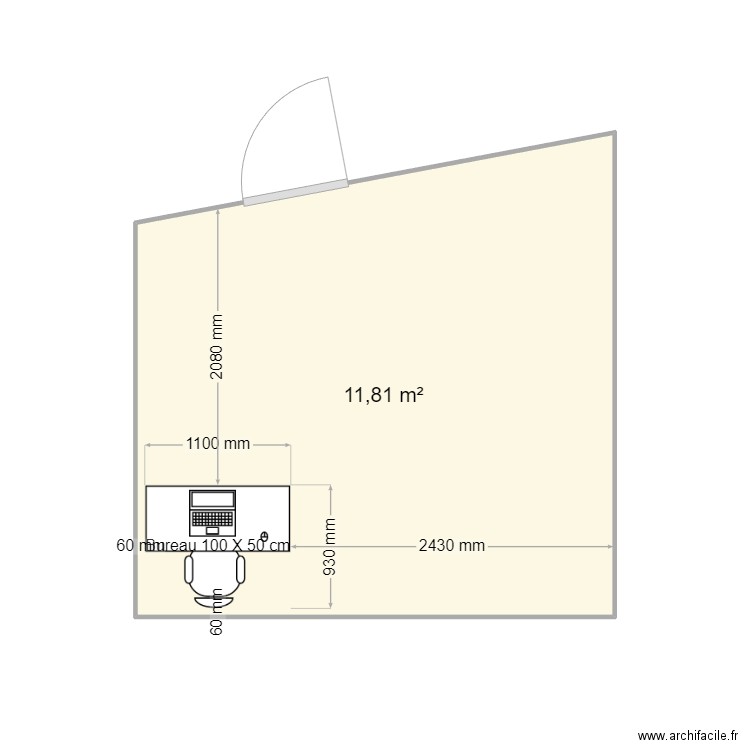 essai hsp. Plan de 1 pièce et 12 m2