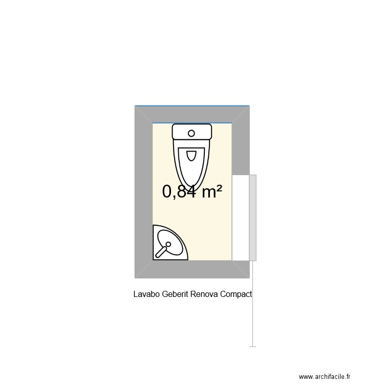 Petite toilette. Plan de 1 pièce et 1 m2