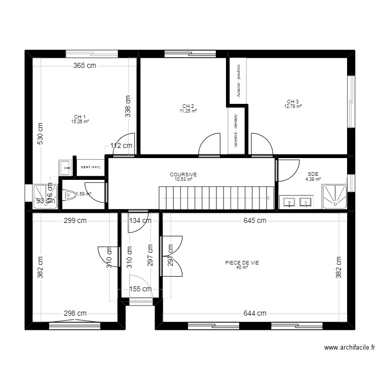 Flamand Rose RDC. Plan de 7 pièces et 96 m2