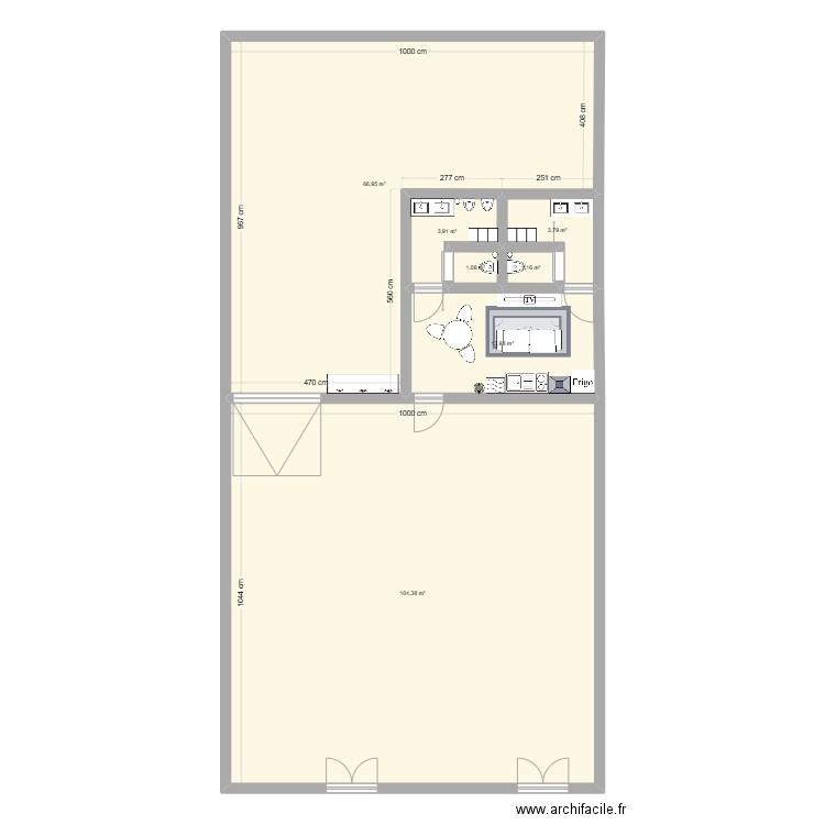 magasin. Plan de 7 pièces et 195 m2