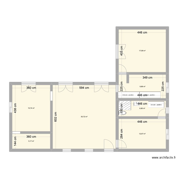 Laraich. Plan de 7 pièces et 104 m2