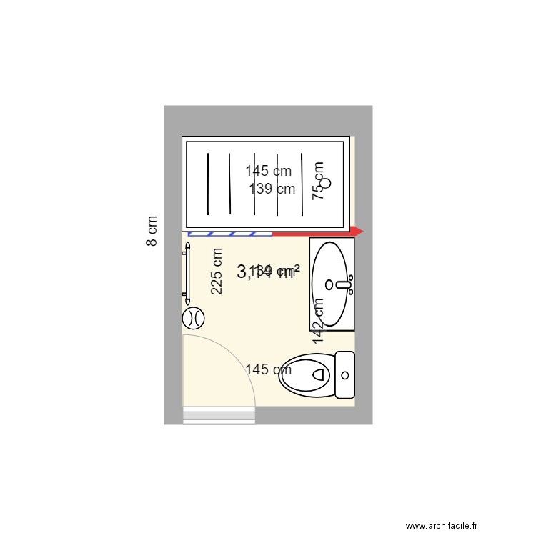 NANOU2. Plan de 1 pièce et 3 m2