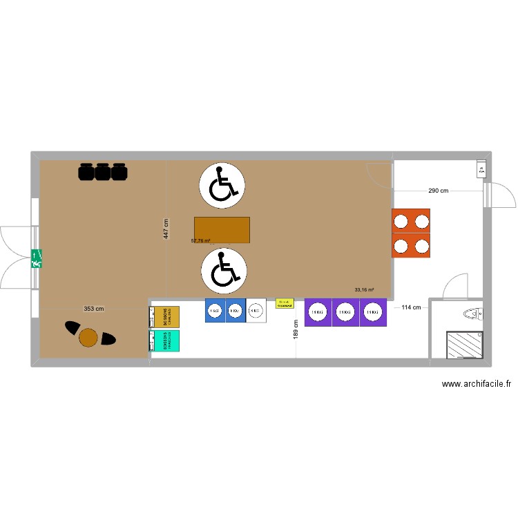 PLAN CASTELCULIER. Plan de 2 pièces et 91 m2