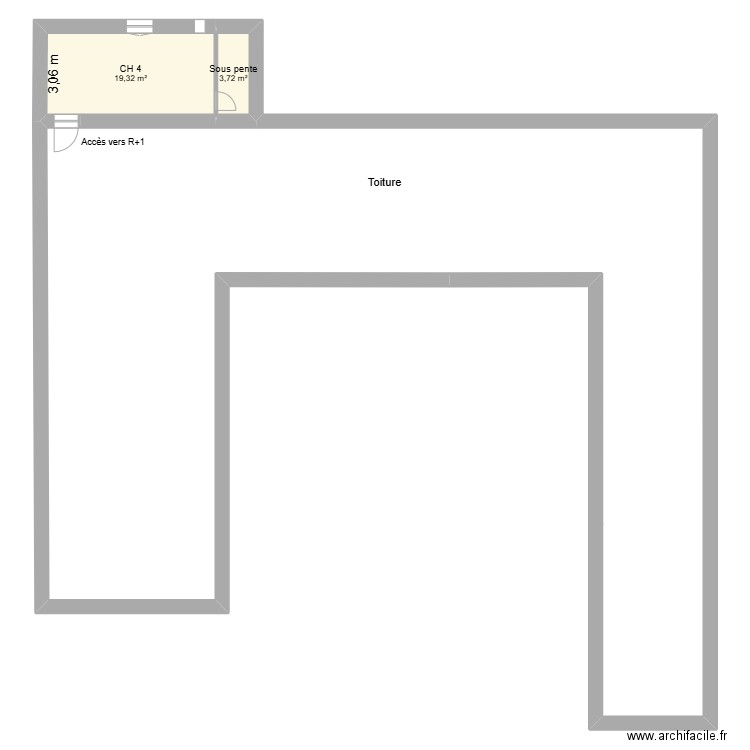 1180 R+2. Plan de 2 pièces et 23 m2