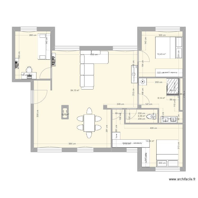 appart GABY 2ème proposition nico avec aménagement 12/05/24. Plan de 7 pièces et 90 m2