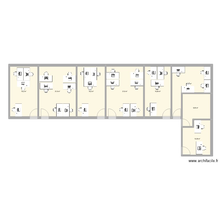 Plan bureau Abolis. Plan de 8 pièces et 125 m2