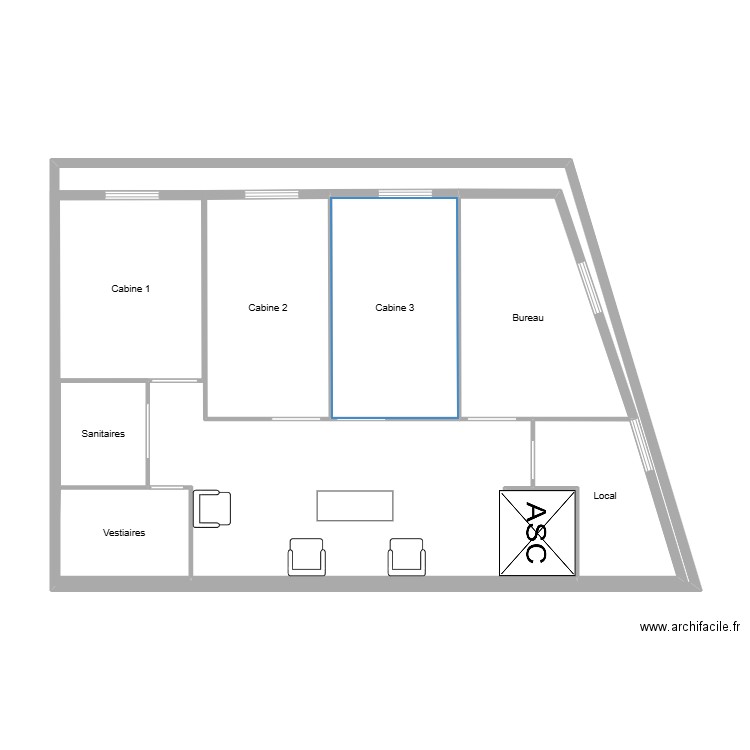 insitut. Plan de 8 pièces et 130 m2