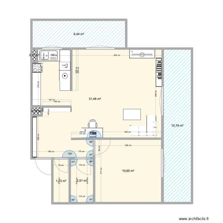 plan du T2. Plan de 8 pièces et 64 m2