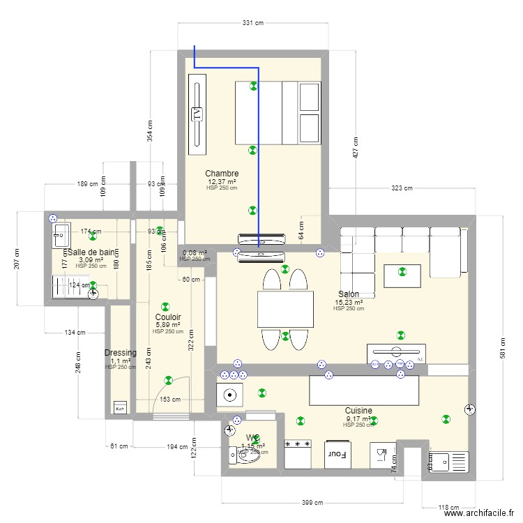 APPARTEMENT. Plan de 8 pièces et 48 m2