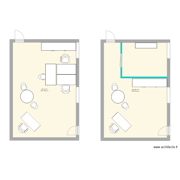 Plan Service SI. Plan de 2 pièces et 94 m2