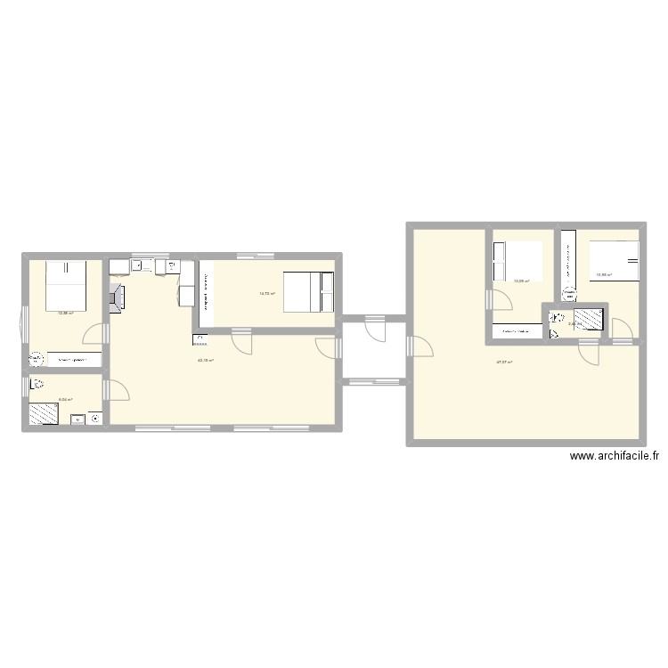 MAISON IDEALE. Plan de 8 pièces et 146 m2