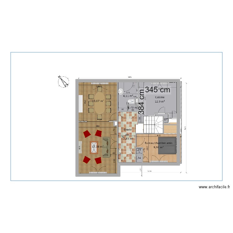 TRESCA. Plan de 5 pièces et 72 m2