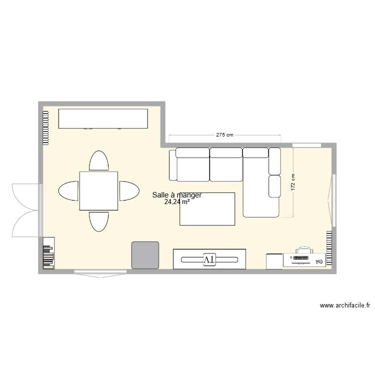 SALON 1. Plan de 1 pièce et 24 m2