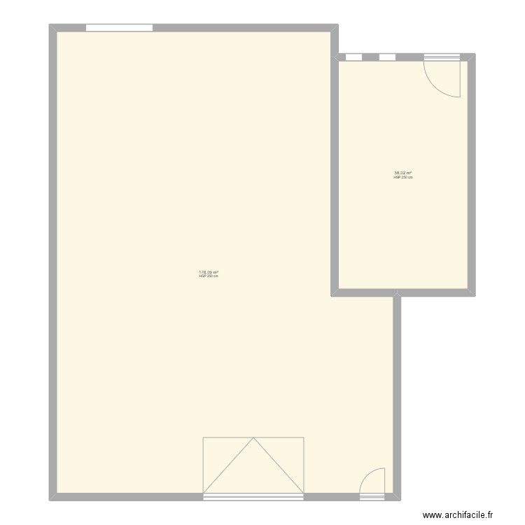 projet. Plan de 2 pièces et 216 m2