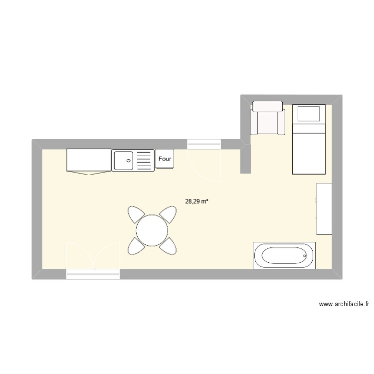 gaelle plan 2. Plan de 1 pièce et 28 m2