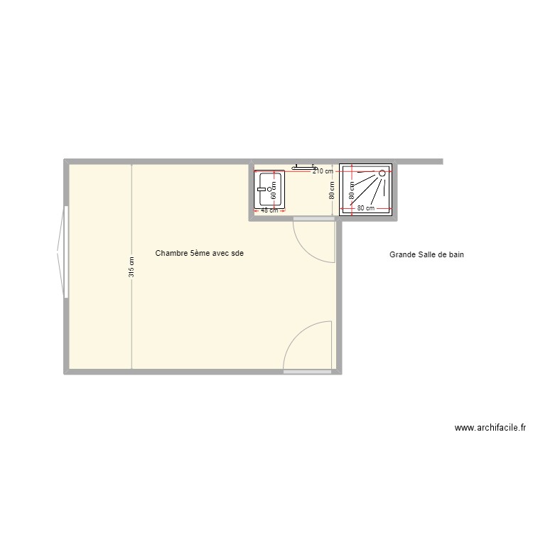 AILLERET 5ème SDE. Plan de 2 pièces et 13 m2