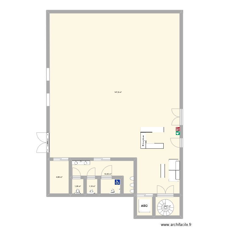 plan lobby hotel. Plan de 7 pièces et 171 m2