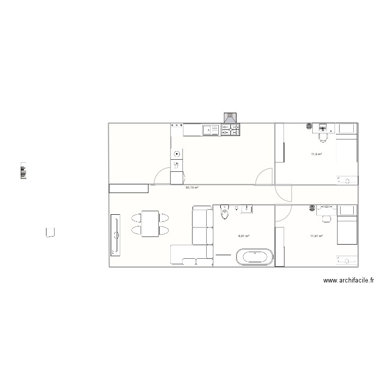 casa sergio. Plan de 4 pièces et 83 m2