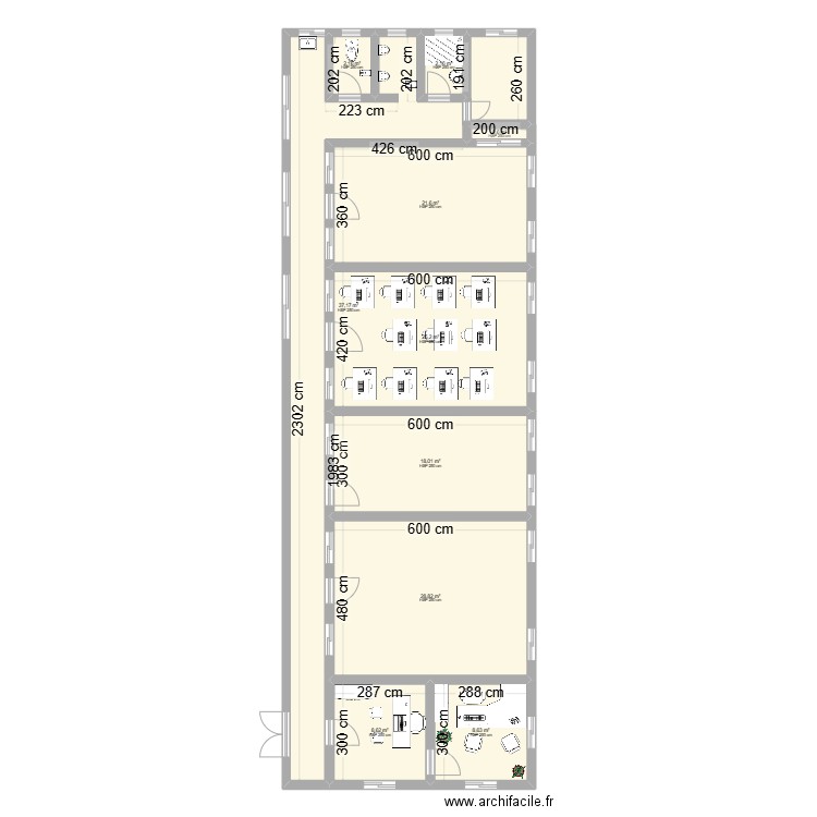 andrana plan. Plan de 5 pièces et 52 m2