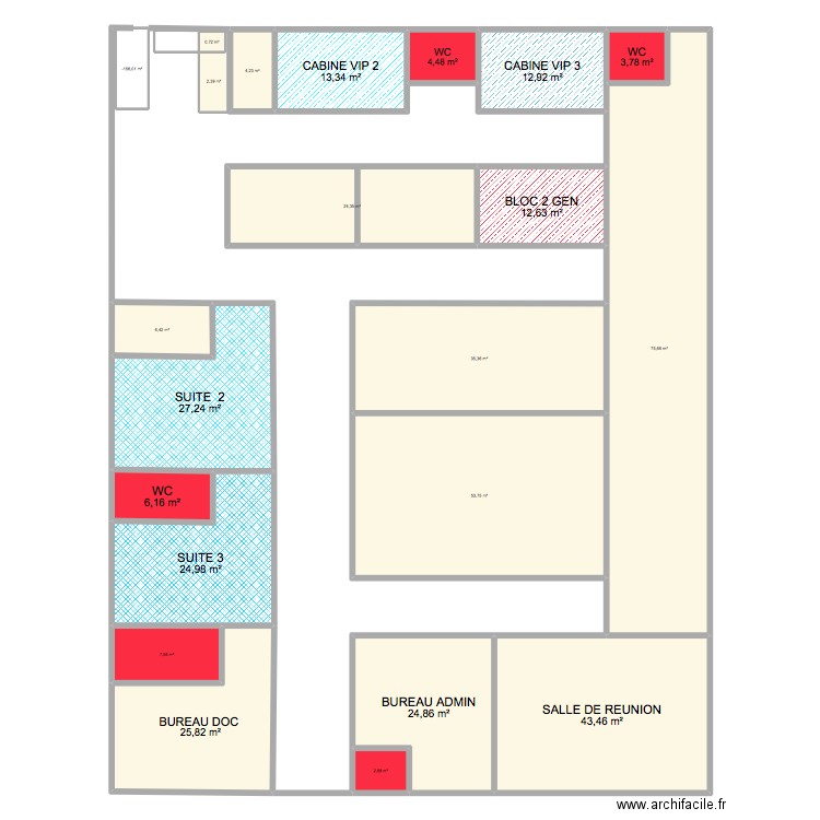 Modif 1. Plan de 93 pièces et 1891 m2