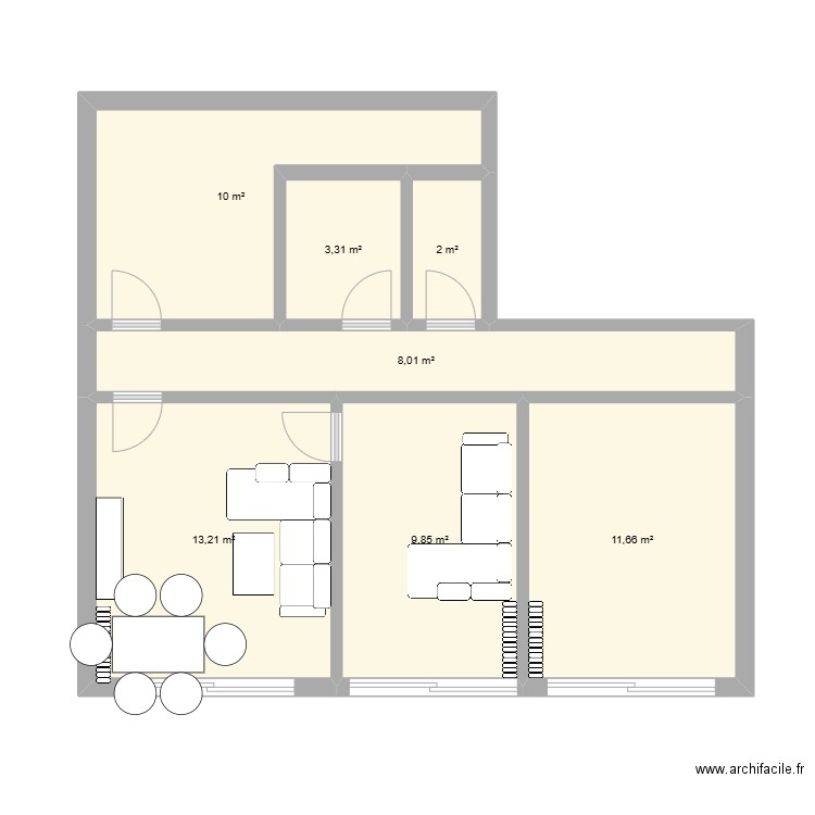 309 v. REYBAUD. Plan de 7 pièces et 58 m2