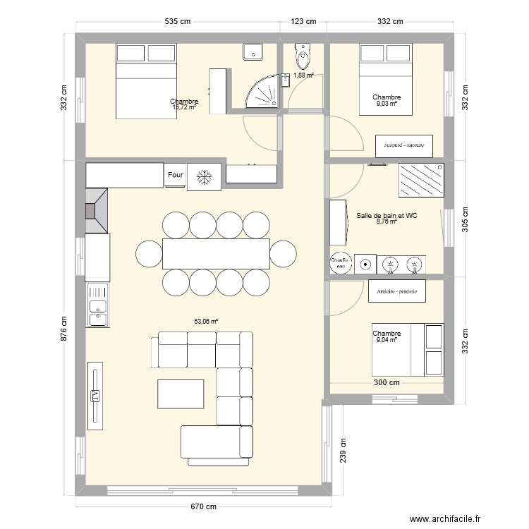 Projet maison 1. Plan de 6 pièces et 97 m2