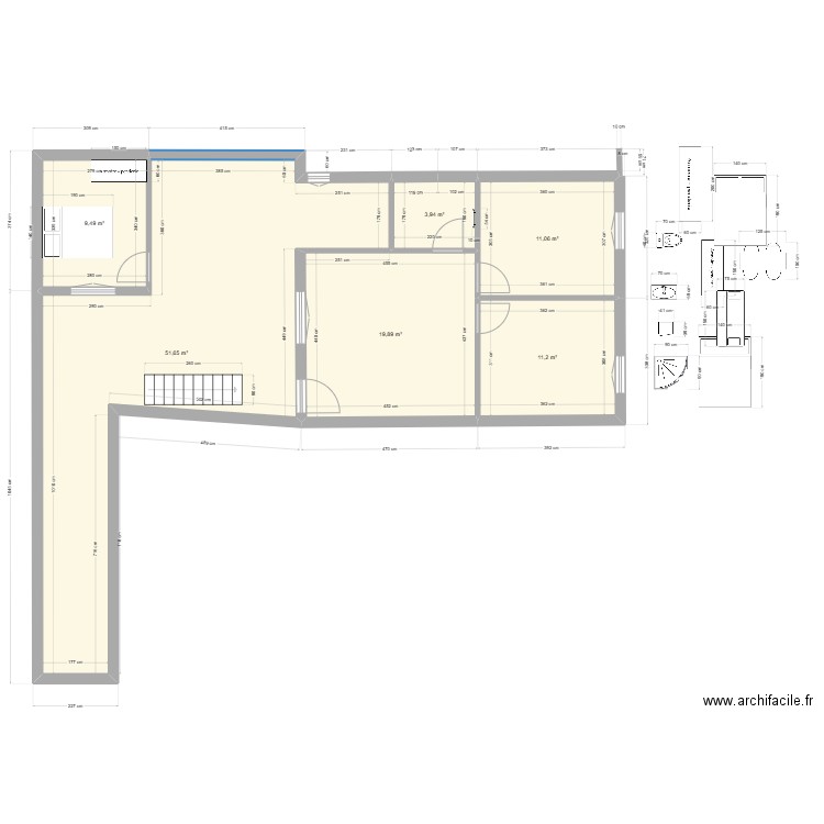 Plan complet R do outeiro N7 T2 1º Andar. Plan de 16 pièces et 229 m2