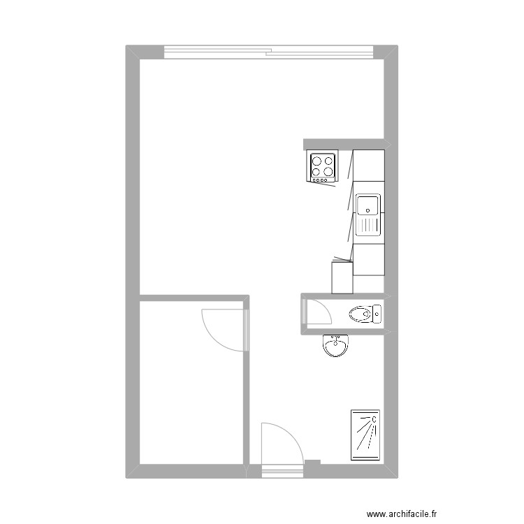 Agde3. Plan de 2 pièces et 35 m2