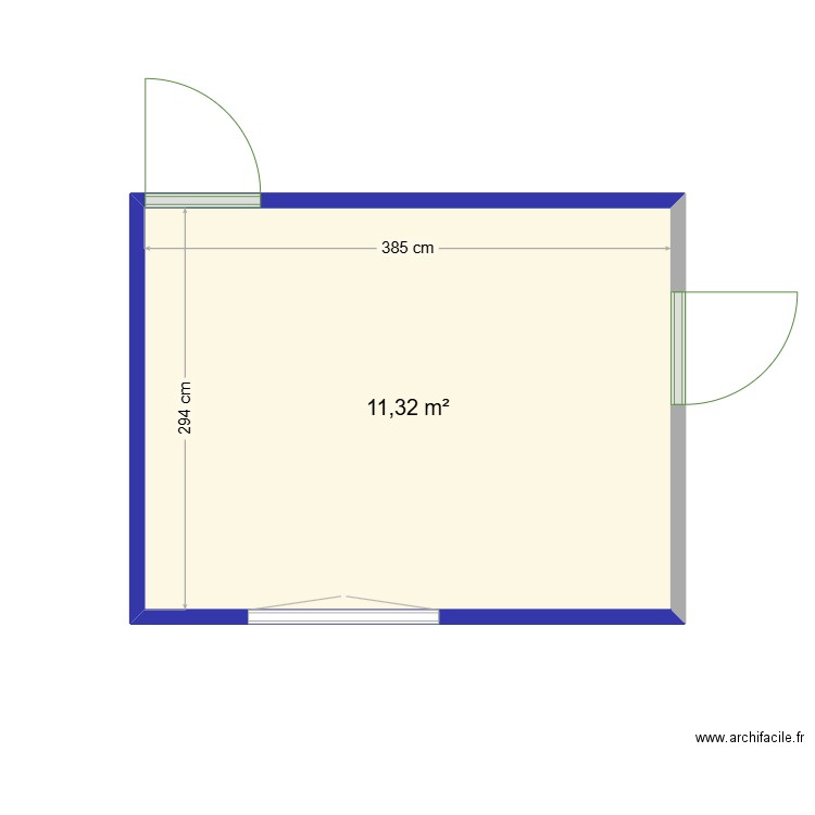 Chambre Bryan. Plan de 1 pièce et 11 m2