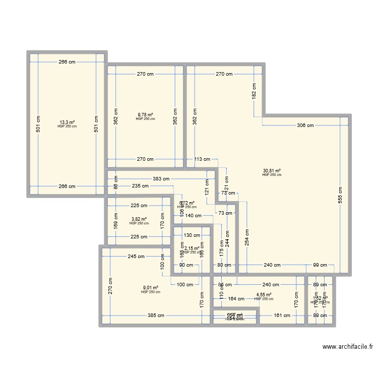 brcho. Plan de 10 pièces et 82 m2